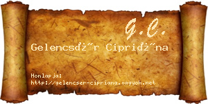 Gelencsér Cipriána névjegykártya